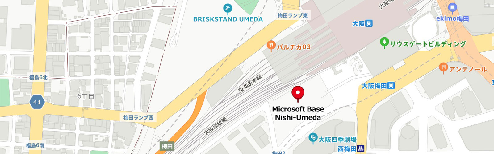 Microsoft Base 西梅田 のアクセスマップ